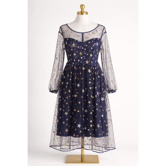 BloomChic Dresses & Skirts - Bloomchic Plus Size 18-20/2X Blue Gold Silver Glitter Star Sweetheart Maxi Dress
